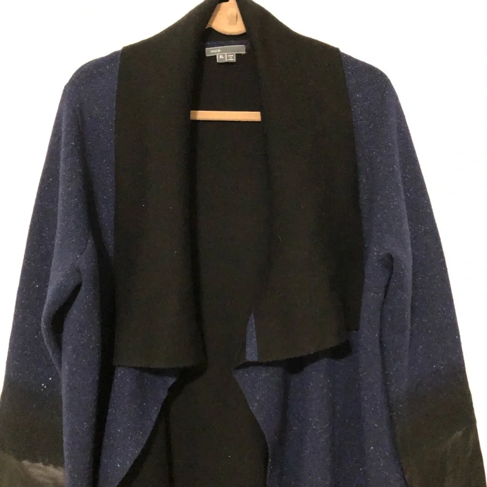 Vince Leather Cuff Wool Cashmere Sweater Jacket - Picture 4 of 9